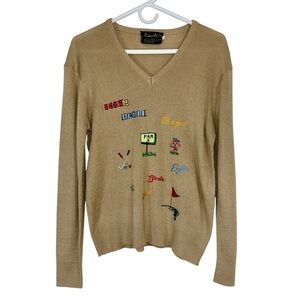 Vintage Andreno Argenti Golf Theme V-Neck Sweater